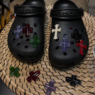 《3D +》สติกเกอร์ Crocs น่ารัก อุปกรณ์เสริม DIY หมุดหัวเข็มขัด Crocs