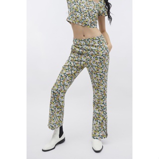 กางเกงทรงสลิมแต่งผ่าข้างลายดอกไม้ | Side Slit Slim Fit Floral Trousers | 05845