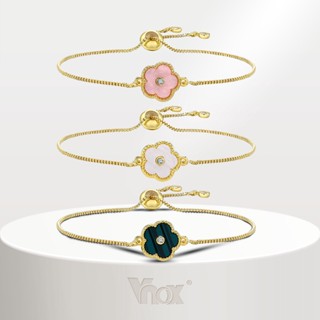 Vnox สร้อยข้อมือโซ่ ชุบทอง 18K ประดับเพทาย ลายดอกไม้ ปรับได้…