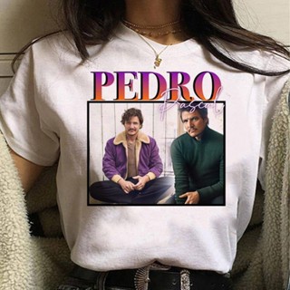 เสื้อยืด พิมพ์ลายอนิเมะ Pedro Pascal สไตล์สตรีท สําหรับผู้หญิง y2k