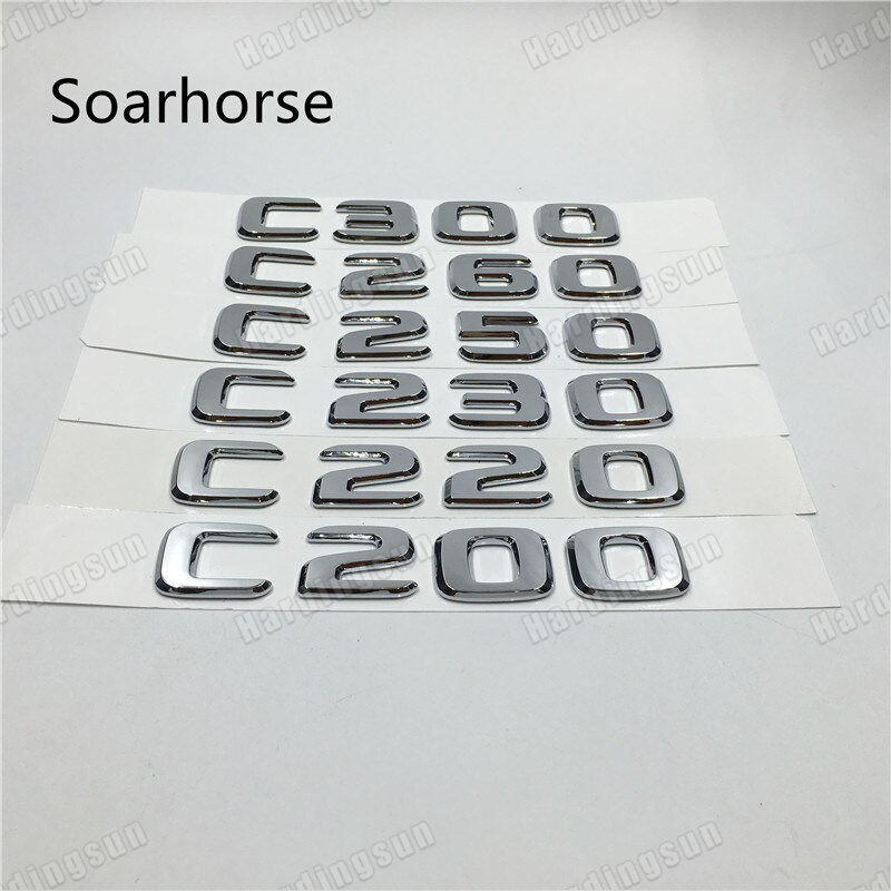 สําหรับ Mercedes W203 W204 C-Class Trunk ด้านหลังป้ายสัญลักษณ์ Chrome ตัวอักษร C200 C220 C230 C250 C260 C300 C320 C350 C400 C500 C550 C55