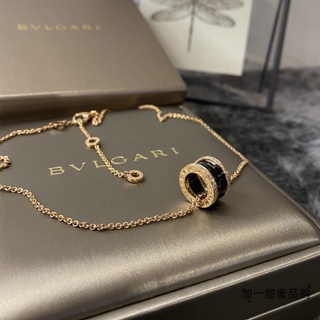 Bvlgari/bvlgari B.ZERO1 จี้สร้อยคอเซรามิก ประดับเพชร สีโรสโกลด์ สีดํา