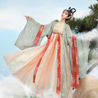 T Tang Made Original Hanfu หญิงฤดูใบไม้ร่วงฤดูร้อนสไตล์ถังปัก Xote กระโปรงเสื้อแขนยาวขนาดใหญ่เสื้อคลุมชุดสูทสไตล์ใหม่