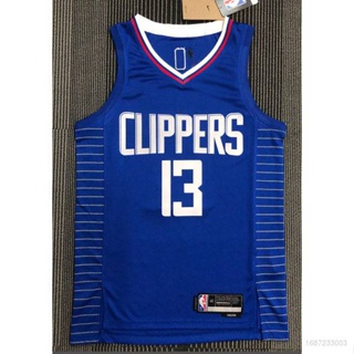 เสื้อกีฬาแขนกุด ลายทีม NBA Jersey Los Angeles Clippers No.13 GEORGE 75th สีฟ้า สไตล์คลาสสิก พลัสไซซ์