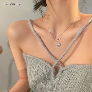 [highbuying] สไตล์เกาหลี หรูหรา สองชั้น หัวใจ จี้สร้อยคอ สําหรับผู้หญิง พลอยเทียม ความรัก กระดูกไหปลาร้า โซ่แฟชั่น โช้คเกอร์ เครื่องประดับ ใหม่ พร้อมส่ง