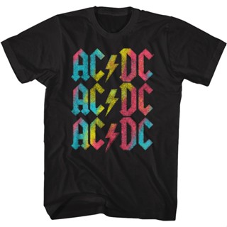 เสื้อยืด พิมพ์ลายโลโก้ ACDC สีรุ้ง