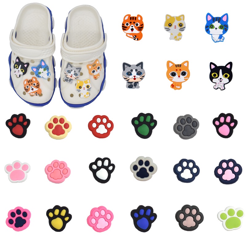 Pvc Shoe Charms แมวและ Cat Claws ตกแต ่ งหัวเข ็ มขัดอุปกรณ ์ เสริมสําหรับ Croc