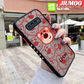 เคสซิลิโคนนิ่ม แบบใส ขอบสี่เหลี่ยม ลายหมีสตรอเบอร์รี่ กันกระแทก สําหรับ Samsung galaxy S10 4G S10 Plus S10 Lite