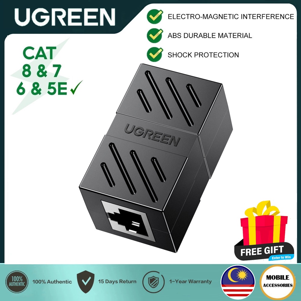 UGREEN RJ45 In Line Coupler Cat8 Cat7 Cat6 Cat5e Ethernet Cable Extender อะแดปเตอร์หญิงกับหญิงขยาย