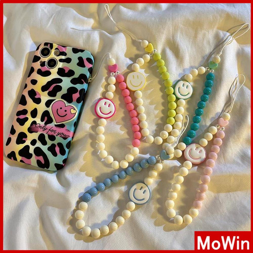 Mowin - เข้ากันได้สำหรับ 15 เคสไอโฟน เคสโทรศัพท์ เชือกคล้อง สร้อยข้อมือ ลูกปัดหลากสีสวยงาม คละแบบ ลูกปัดหัวใจยิ้ม ใช้ได้กับ เคสไอโฟน คละสี