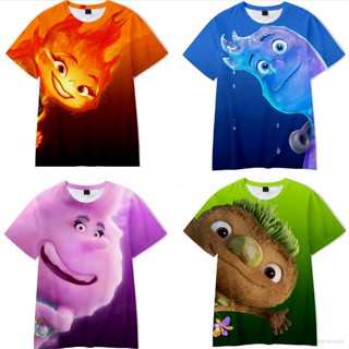 Ag เสื้อยืดแขนสั้นลําลอง พิมพ์ลายภาพยนตร์ Elemental Elemental 3D พลัสไซซ์ สําหรับเด็กทุกเพศ