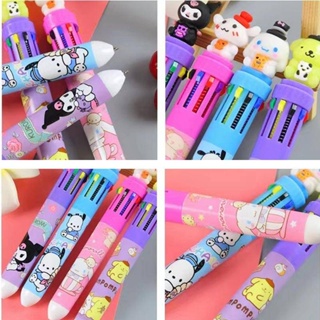 ปากกาลูกลื่น ลายการ์ตูน Sanrio น่ารัก 6 แบบ 10 สี สําหรับโรงเรียน ออฟฟิศ