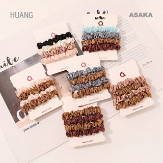 Asaka 4 ชิ้น / เซต ซาติน ผม Scrunchies ชุดวินเทจ สีพื้น ยางยืด ยางรัดผม หางม้า เชือกผม แฟชั่น เครื่องประดับผม