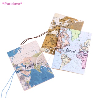 Purelove&gt; ใหม่ กระเป๋าสตางค์ กระเป๋าใส่หนังสือเดินทาง บัตรประจําตัว แผนที่โลก แบบพกพา