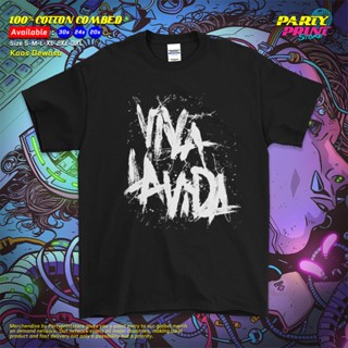 เสื้อยืดแขนสั้นคอกลมเสื้อยืด พิมพ์ลายวง Coldplay Cold Play Viva La Vida II BW 20 สําหรับผู้ชายCotton 100%  [S-5XL]