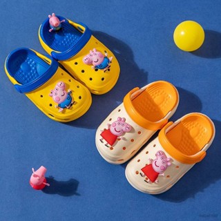 Si Peppa Pig Crocs รองเท้าแตะลําลอง พื้นนิ่ม ระบายอากาศ กันลื่น เหมาะกับเดินชายหาด แฟชั่นฤดูร้อน สําหรับเด็กทุกเพศ