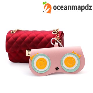 OCEANMAPDZ กล่องใส่แว่นตากันแดด หนัง PU แบบนิ่ม ลายการ์ตูน แฟชั่นสําหรับผู้หญิง