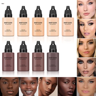 Beauty Glazed Liquid Foundation รองพื้นชนิดน้ำ คอนซีลเลอร์ธรรมชาติ 24h Lasting Moisturizing Waterproof Sweat 16ml nuuo