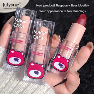 JULYSTAR Raspberry Bear Lipstick Matte Mist Face Display ลิปสติกกำมะหยี่สีขาว