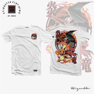 เสื้อเชิ้ต ลายการ์ตูนอนิเมะ ETQTCo.- Pokemon - Charmander Evolution Line