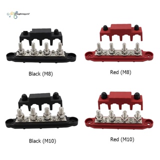 4 ชิ้น M8 + M10 250A 4 โพสต์เทอร์มินัลสตั๊ด Busbar Power Distribution Block Busbar สีดํา + สีแดง