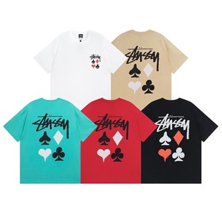 Stussy- เสื้อยืดคอกลม แขนสั้น พิมพ์ลายโป๊กเกอร์ดิจิทัล Full Deck 2 แฟชั่น คลาสสิก สําหรับทุกเพศ