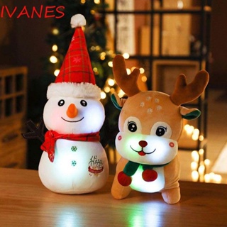 IVANES หมอนตุ๊กตานุ่ม รูปซานตาคลอส สโนว์แมน มีไฟ LED สําหรับตกแต่งบ้าน เทศกาลคริสต์มาส