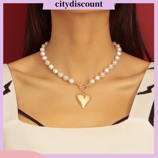 &lt;citydiscount&gt; สร้อยคอโซ่ ประดับมุกเทียม สีทอง หรูหรา แฮนด์เมด เครื่องประดับแฟชั่น สําหรับผู้หญิง