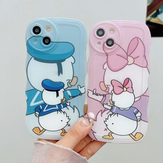 Cute Casing For iPhone 14 13 12 11 Pro Xs max Mini 7 8 6 6S Plus X XR 14ProMax 13promax 12promax 11promax 6+6S+ 7+ 8 Wavy Edge Cartoon Couple Duck Fine Hole Phone Case 1STB 51