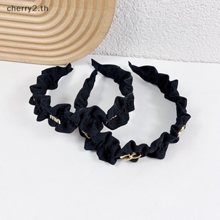 [cherry2] ที่คาดผม ผ้าโพกหัว แต่งจับจีบ พิมพ์ลายตัวอักษร โลหะผสม สีพื้น เครื่องประดับ แฟชั่นสําหรับผู้หญิง [TH]