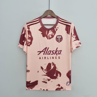 เสื้อยืดแขนสั้น พิมพ์ลาย Portland สีชมพู ปี 2022-2023