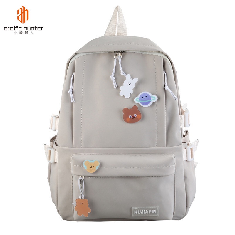 ARCTIC HUNTER จัดส่งฟรี สินค้าพร้อมส่ง กระเป๋านักเรียนนักเรียนความจุขนาดใหญ่ไนลอนน้ำหนักเบาแฟชั่นน่ารักสไตล์เกาหลีเรียบง่าย