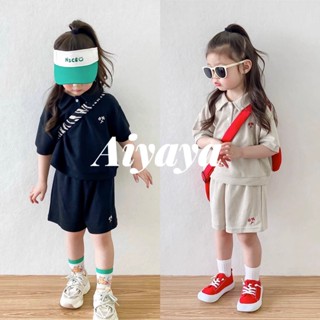 Aiyaya  เสื้อผ้าเด็กโต ชุดกีฬาเด็ก เสื้อโปโล+กางเกง ชุด2ชิ้น  (643)