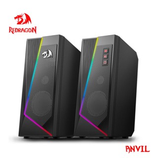 Redragon GS520 Anvil aux ลําโพงสเตอริโอ 3.5 มม. RGB สําหรับคอมพิวเตอร์ 2.0 PC โน้ตบุ๊ก ทีวี
