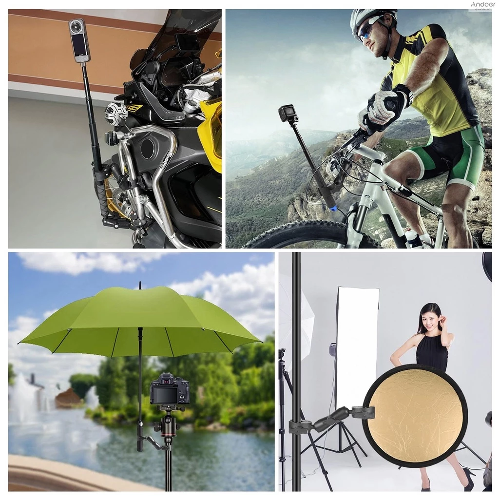 Puluz PU849B แคลมป์หนีบจักรยานยนต์ แบบยืดหยุ่น 360° อุปกรณ์เมาท์ขาตั้งกล้อง แบบหมุนได้ สําหรับติดแฮนด์มือจับรถกีฬา thumbnail 7