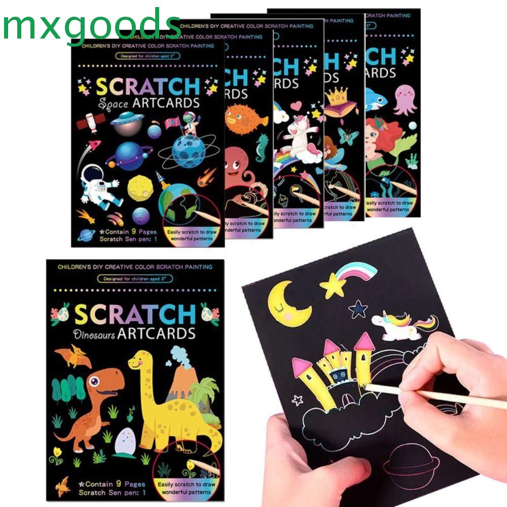 MXGOODS ชุดการ์ดกระดาษวาดภาพระบายสี พร้อมปากกาขูดขีด ของเล่นเสริมการเรียนรู้เด็ก DIY