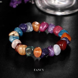 Fancy สร้อยข้อมือ ลูกปัดหินคริสตัลธรรมชาติ สีเหลือง