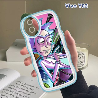 สําหรับ Vivo Y02 Y16 Y22 Y22S Y35 Y55 Y75 Y77 Y100 5G T1 5G Snapdragon 695 เคสโทรศัพท์มือถือแบบนิ่ม กันกระแทก กันรอยกล้อง ลายคลื่น Rick and Modi แฟชั่น