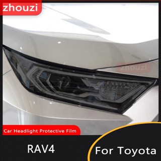 สติกเกอร์ฟิล์มไวนิล TPU ใส ป้องกันไฟหน้ารถยนต์ สีดํา สําหรับ Toyota RAV4 XA50 2019-On 2020 2 ชิ้น