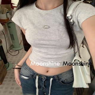 Moon  เสื้อครอป เสื้อแฟชั่นผู้หญิง y2k สีพื้น สําหรับผู้หญิง ใส่ไปคลับ ปาร์ตี้ 2023 NEW Jl1011 รุ่นใหม่ คุณภาพสูง High quality สไตล์เกาหลี A29J1KB 36Z230909