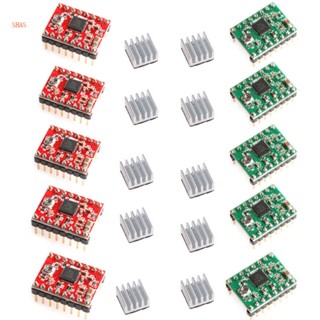 Shas โมดูลไดร์เวอร์สเต็ปเปอร์ Pololu A4988 5 ชิ้น และฮีทซิงค์ สําหรับ RepRap 3D Ramps