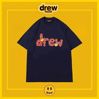 เสื้อยืดแขนสั้น ผ้าฝ้ายแท้ ทรงหลวม ลาย Drew house Smiley Love Heart Niche Street แฟชั่นฤดูร้อน สําหรับผู้ชาย และผู้หญิง