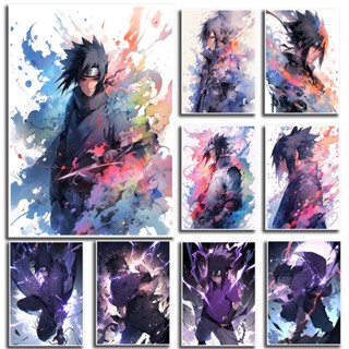 โปสเตอร์กระดาษคราฟท์ ลายการ์ตูนนารูโตะ Uchiha Sasuke Character Series สไตล์ญี่ปุ่น คลาสสิก