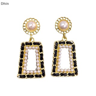 [Dhin] 1Pair Retro Earrings Girl Vintage Pearl Ear Clips Women Jewelry Accessories Fashion Statement Dangle Earring COD