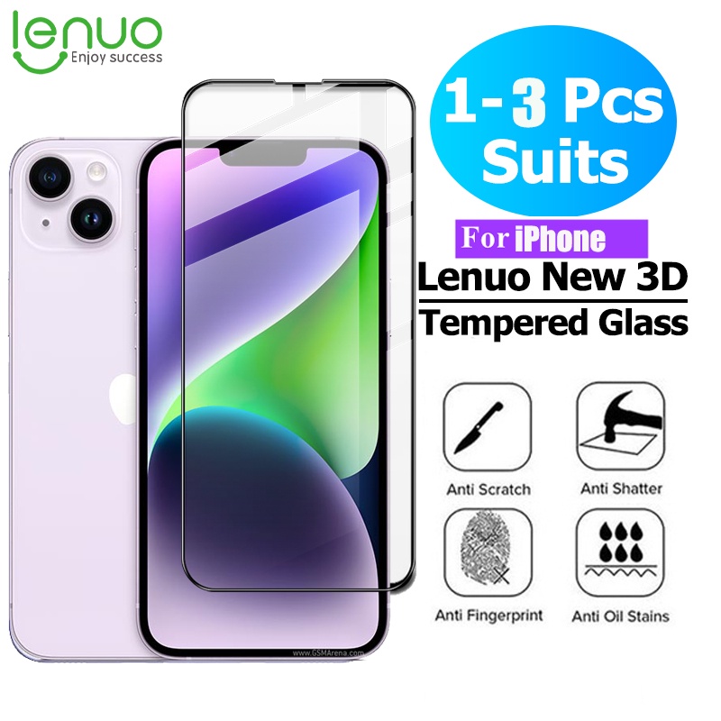 Lenuo กระจกนิรภัยกันรอยหน้าจอ 9H เต็มจอ สําหรับ Apple iPhone 15 14 13 12 11 Pro Max 15 14 Plus 13 Mini HD 1~3 ชิ้น