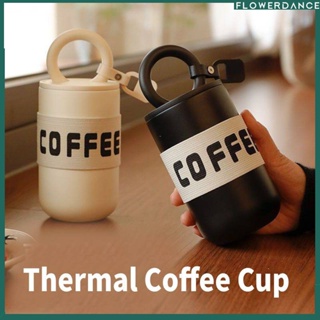 [read Stock] Fashion 304 Stainless Steel Vacuum Coffee Mug Insulated Thermal Flask Bottle Cup Tumbler Travel Office Thermos Cup Ins Style ดอกไม้