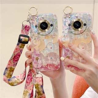 เคสมือถือ แบบนิ่ม ลายภาพวาดสีน้ํามัน รูปดอกซากุระ พร้อมสายคล้อง สําหรับ Realme11 Pro+ Realme 11 Pro Plus 5G 4G C53 NFC