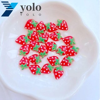 Yolo เครื่องประดับเรซิ่น รูปสตรอเบอร์รี่ ขนาดเล็ก สําหรับตกแต่งเล็บ สมุดภาพ DIY 20 ชิ้น