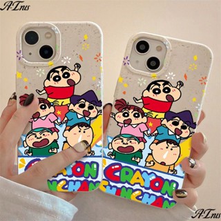 เคสโทรศัพท์มือถือ แบบนิ่ม ลายการ์ตูนชินจัง กันกระแทก สําหรับ Apple Iphone 12 13 14pro 11 Max 8pl7 EDLS