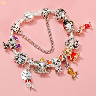 【VARSTR】Bracelets Silver Plated Antique Charm Beads Bracelet Crystal Heart DIY Original